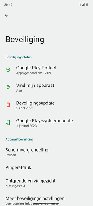 Selecteer Schermvergrendeling