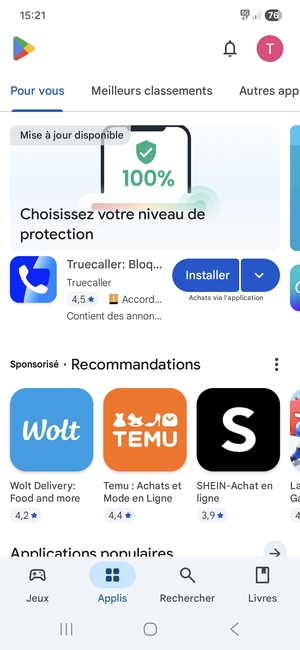 Sélectionnez Rechercher