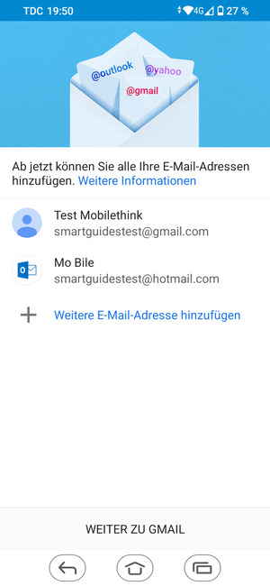 Wählen Sie WEITER ZU GMAIL