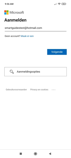 Voer uw Hotmail adres in en selecteer Volgende