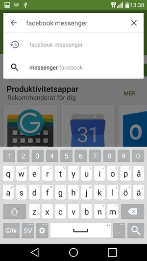 Ange app-namnet och välj Sök