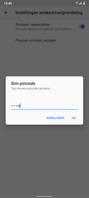 Bevestig uw nieuwe sim-pincode en selecteer OK