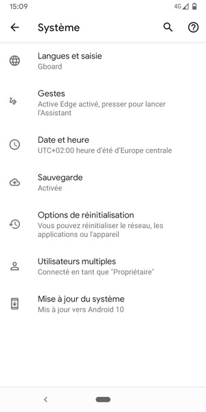 Sélectionnez Mise à jour du système