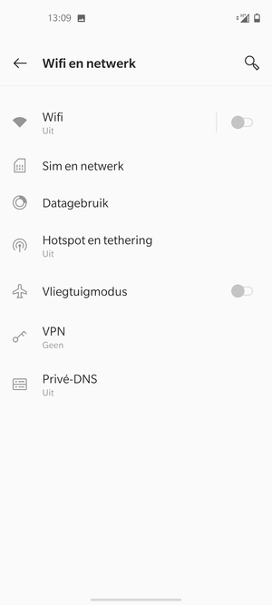 Selecteer Sim en netwerk