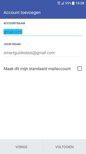Geef uw account een naam en voer uw naam in. Selecteer VOLTOOIEN