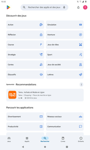 Sélectionnez la barre de Recherche