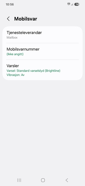 Velg Mobilsvarnummer
