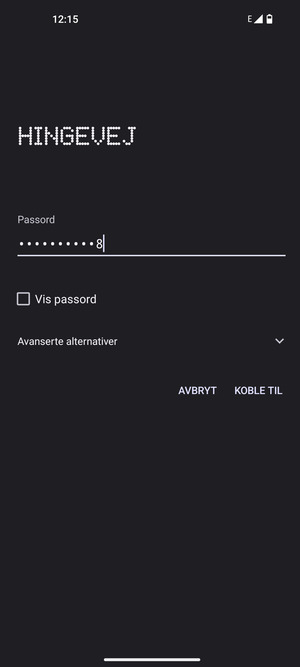 Skriv inn Wi-Fi-passord og velg KOBLE TIL