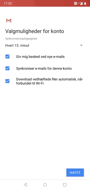 Vælg NÆSTE
