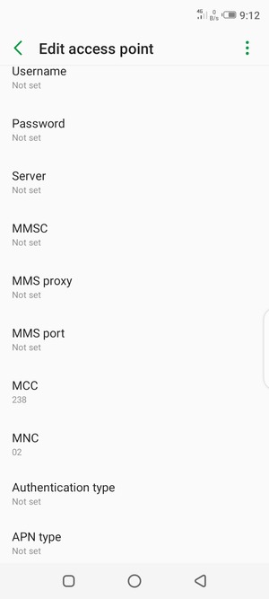 Scroll down and enter MMS information