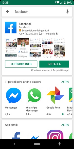 Seleziona l'applicazione