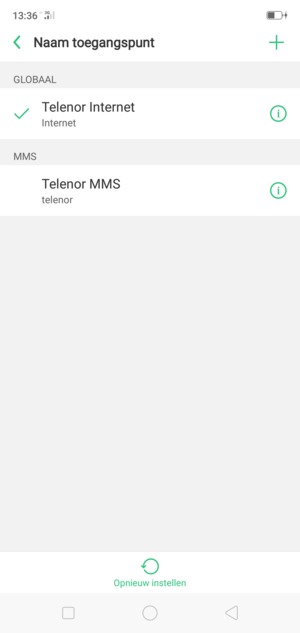 Selecteer het toegangspunt voor internet