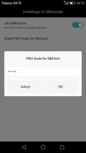 Skriv inn Ny PIN-kode for SIM-kort og velg OK