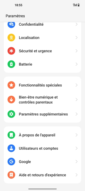 Faites défiler et sélectionnez Utilisateurs et comptes