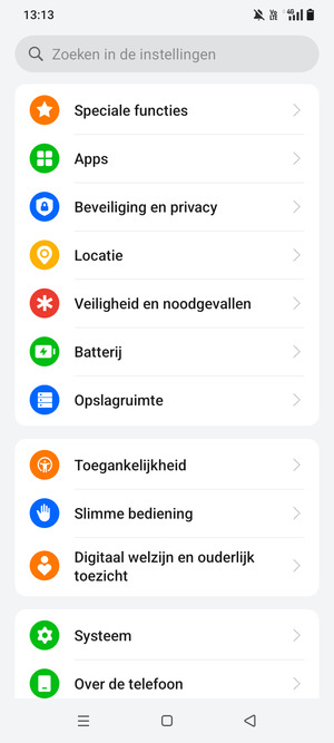 Scroll naar en selecteer Beveiliging en privacy