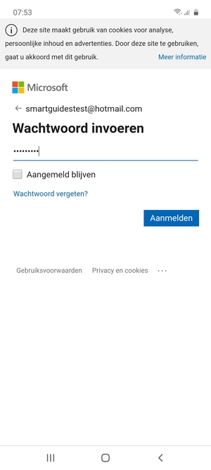 Voer uw wachtwoord in en selecteer Aanmelden 