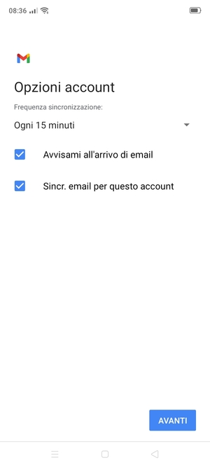 Seleziona AVANTI