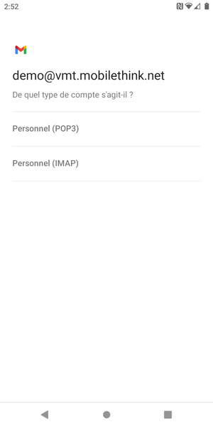 Sélectionnez Personnel (POP3) ou Personnel (IMAP)