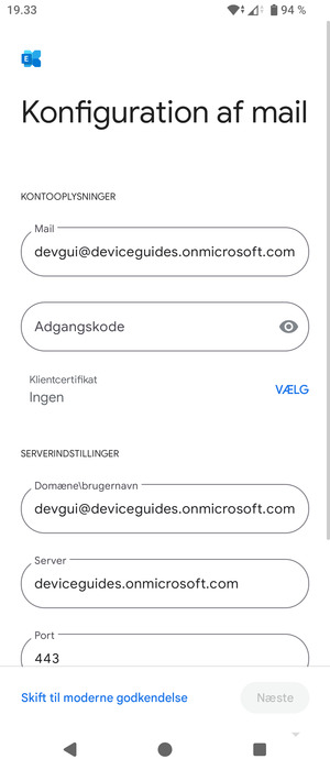 Indtast din adgangskode