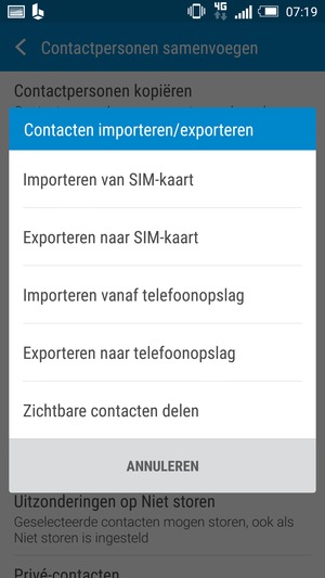Selecteer Importeren van SIM-kaart