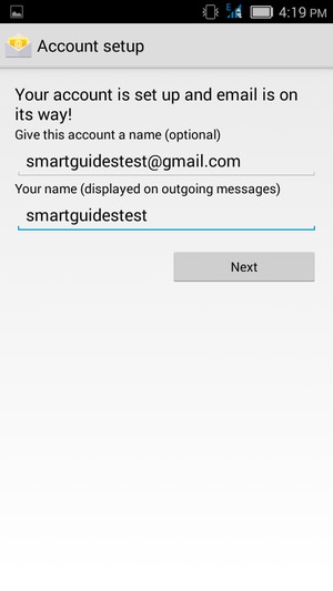 Give your account a name and enter your name. Select Next