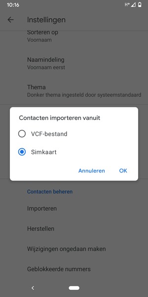 Selecteer Simkaart en OK