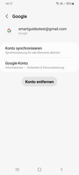 Wählen Sie Konto synchronisieren