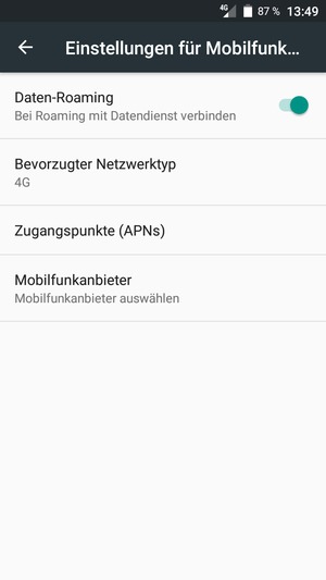 Schalten Sie Daten-Roaming an oder aus