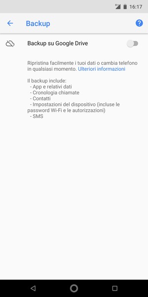 Attiva Backup su Google Drive