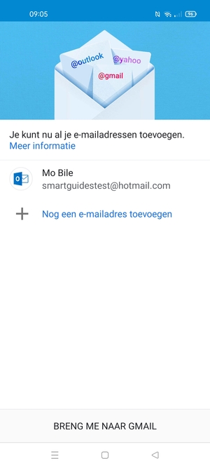 Selecteer BRENG ME NAAR GMAIL