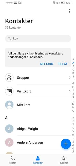 Velg menyknappen