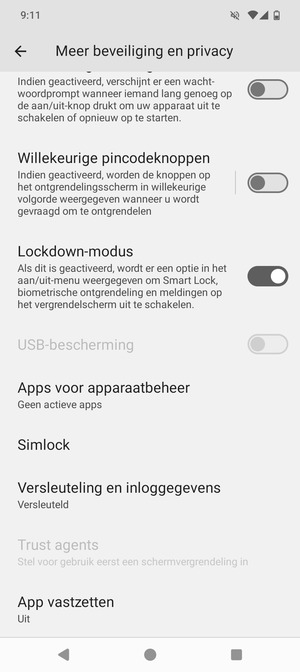 Scroll naar en selecteer Simlock