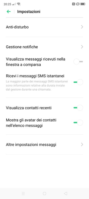 Seleziona Altre impostazioni messaggi