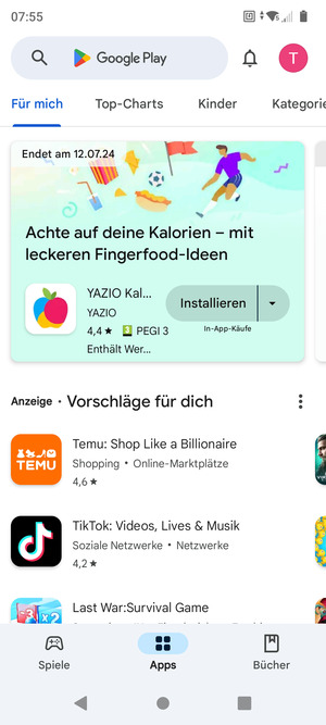 Wählen Sie die Suchleiste
