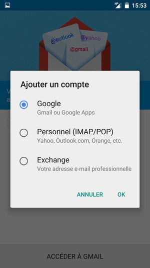Sélectionnez Google puis OK