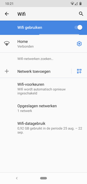 U bent nu verbonden met het WiFi-netwerk