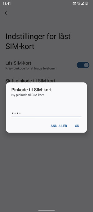 Indtast din Nye pinkode til SIM-kort og vælg OK