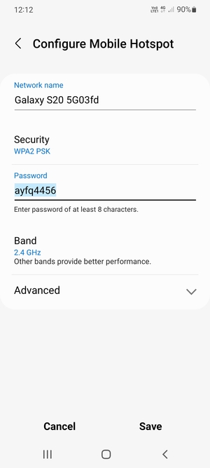 Enter a password of at least 8 characters and select Save