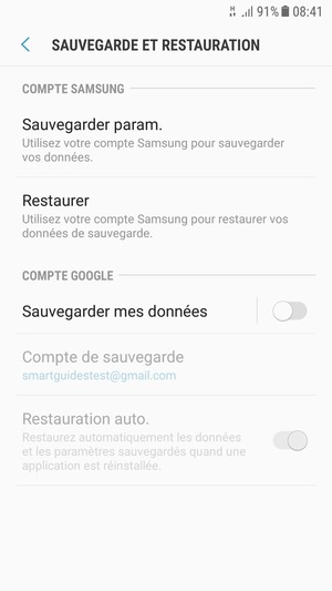 Activer le Sauvegarder mes données