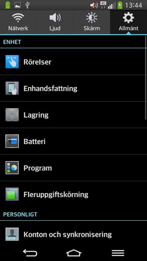 Välj Batteri