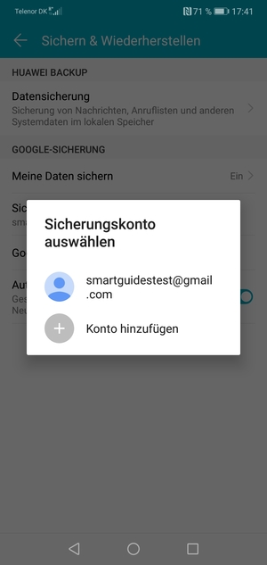 Wählen Sie Ihr Konto für Backup