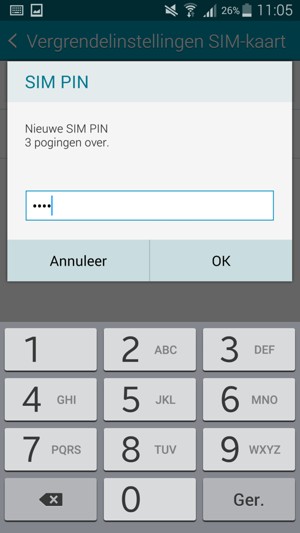 Voer uw Nieuwe SIM PIN in en selecteer OK