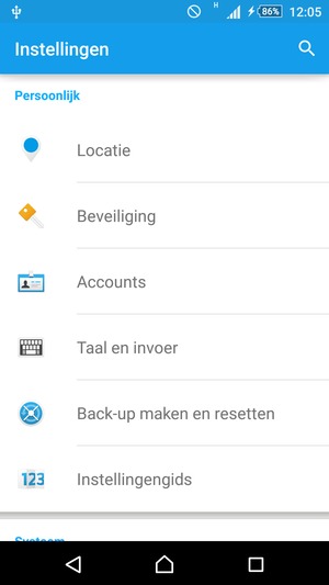 Scroll naar en selecteer Beveiliging