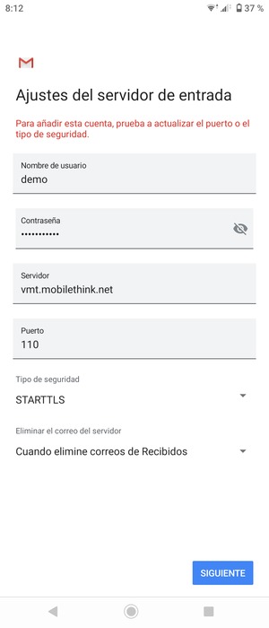 Seleccione Tipo de seguridad