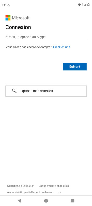 Saisissez votre adresse e-mail et sélectionnez Suivant