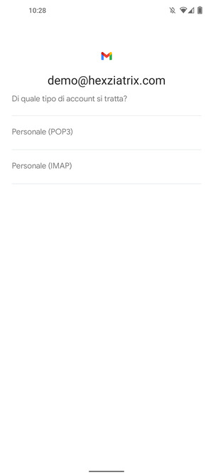 Seleziona Personale (POP3) o Personale (IMAP)