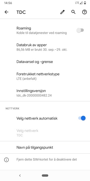 Slå av Velg nettverk automatisk