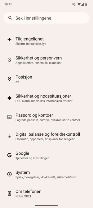 Bla til og velg System