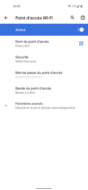Votre téléphone est maintenant configuré pour être utilisé comme modem