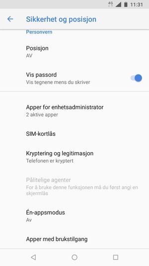 Bla til og velg SIM-kortlås